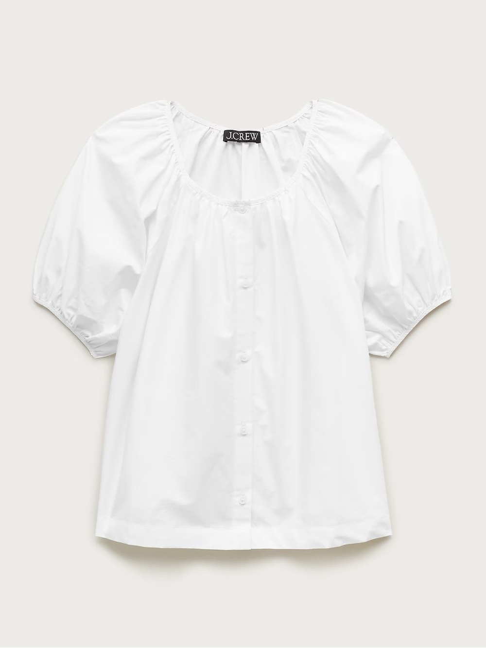 J.Crew Puff-Sleeve Button-Up Top in Cotton Poplin